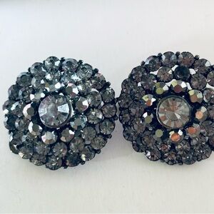 Boutique clip on vintage earrings, sparkly gray earrings,